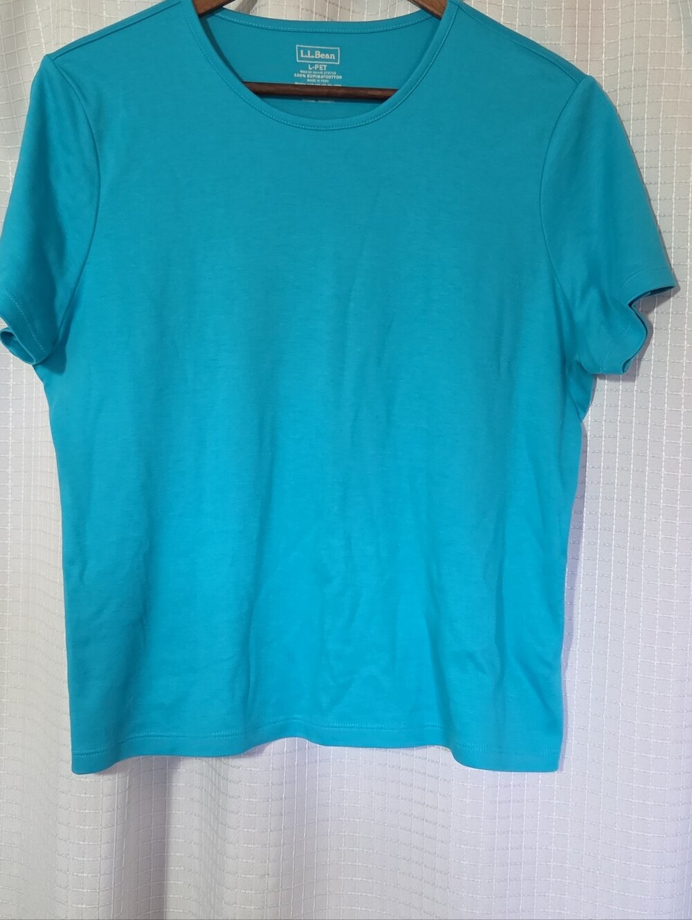 L.L.Bean Womens T-Shirt Short Sleeve Solid Teal Blue Size L PET